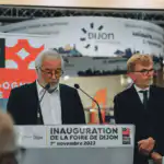Le maire de Dijon, François Rebsamen et Marc Fesneau, ministre de l'Agriculture lors de l’inauguration de la Foire
