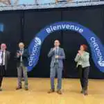 Le maire de Chevigny-Saint-Sauveur, Guillaume Ruet, a lancé le Salon entouré par son adjoint André Delattre, le président de l’UNPI de BFC Jean Perrin, ainsi que sa binôme au Conseil Départemental Viviane Vuillermot